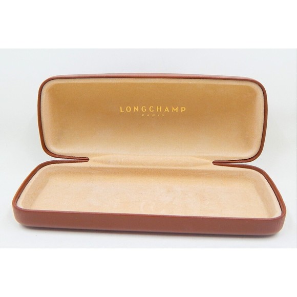 Longchamp Paris Brown Hard Shell Clamshell Sunglasses Eyeglasses Glasses Case - Picture 4 of 10
